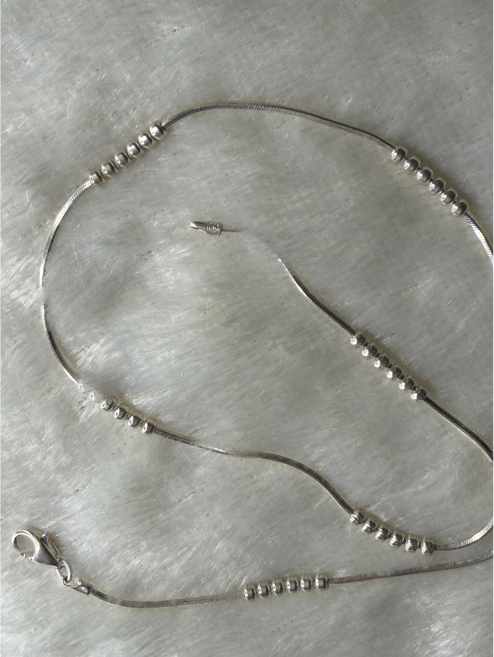 RARE Silpada HTF 925 Silver COBRA Beaded Station Box Chain Necklace 16” N0586 - Picture 7 of 8
